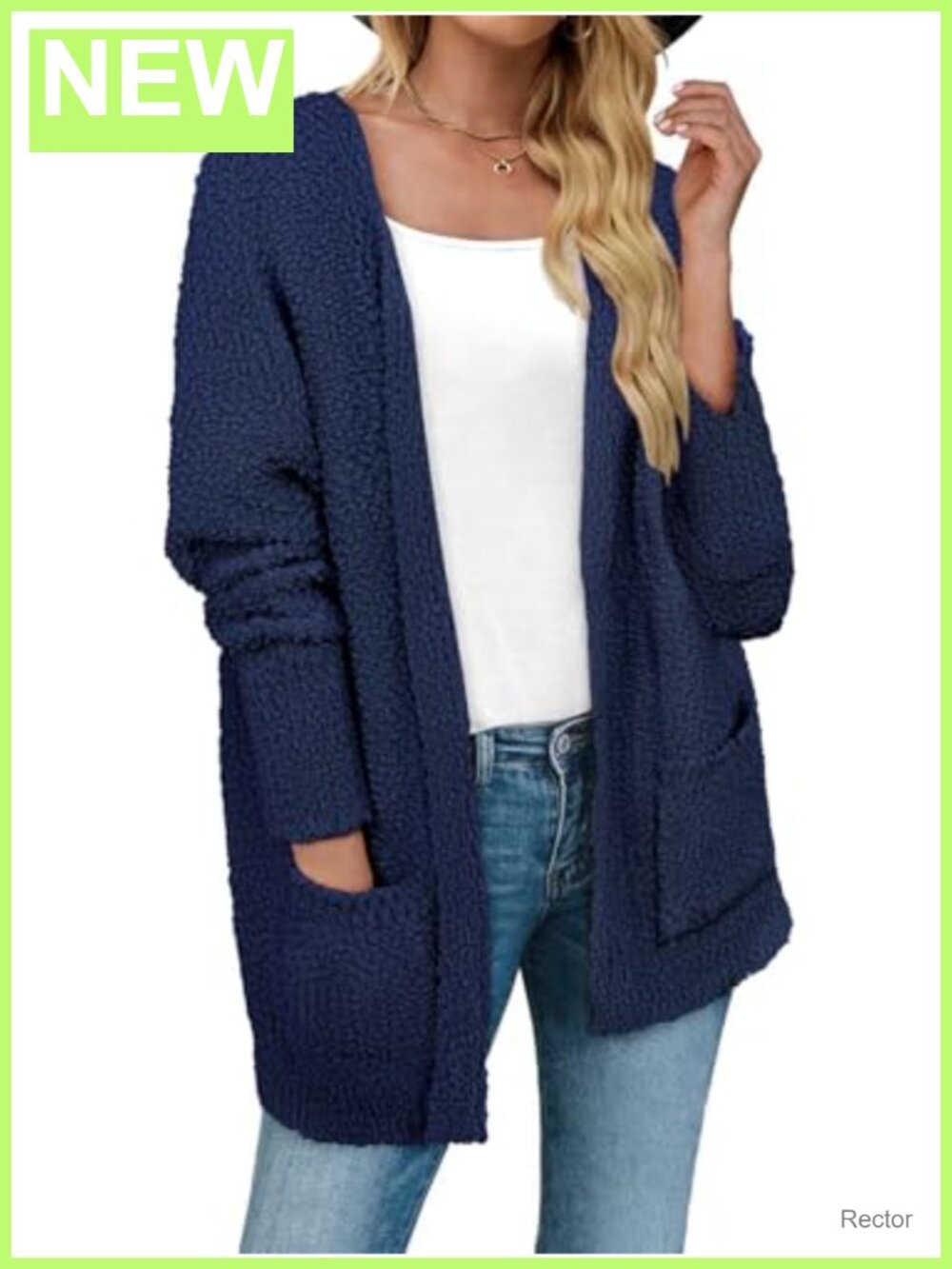 Womens Fuzzy Popcorn Knit Open Front Cardigan Long Sleeve Sweater